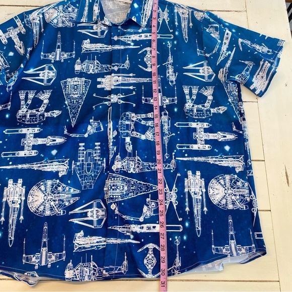 Men's Star Wars Shirt Size XL Button Up All Over Starfighter Blueprint - Picture 5 of 8